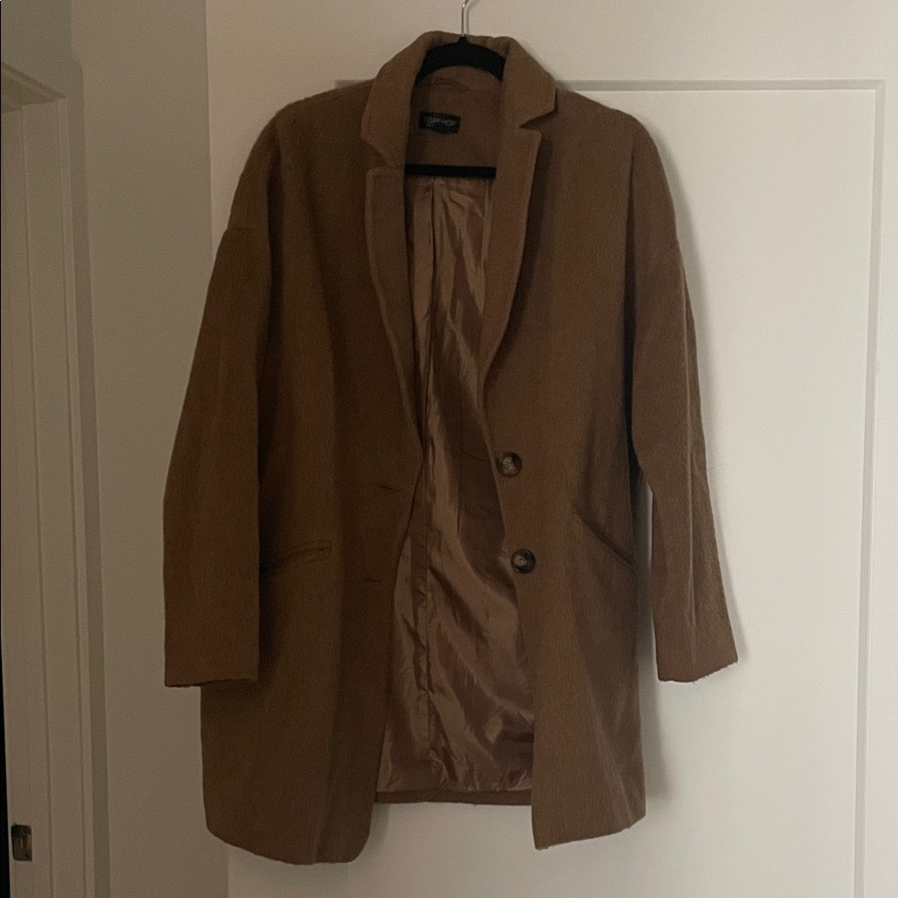 Topshop Camel Wool-Blend Coat